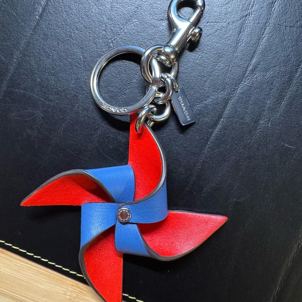 Coach Red and Blue Pinwheel Keychain